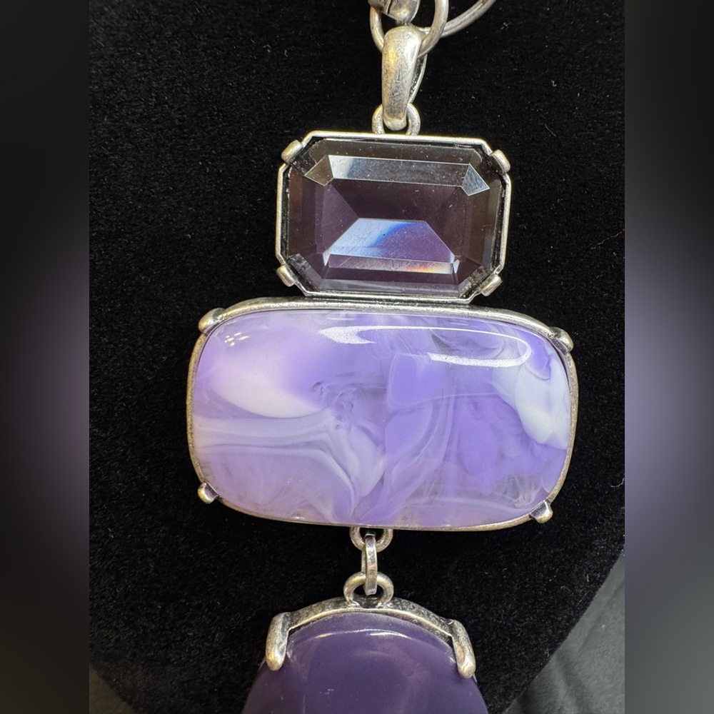 Chico’s Purple Stone and Silver Necklace - Picture 3 of 8